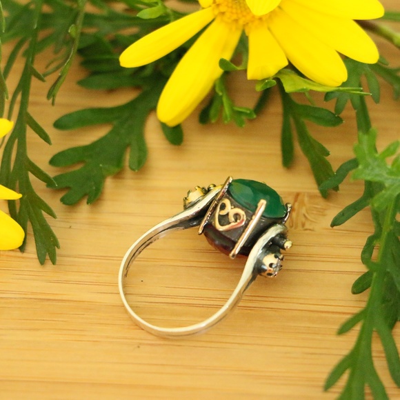 Sterling Silver Jade Stones Revers Rings - Picture 2 of 8